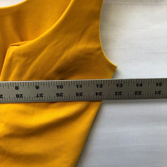 Ceylon Mustard Cotton Blend Yellow Split Deep V Crop Tank Top Small Side Zipper - Picture 9 of 9